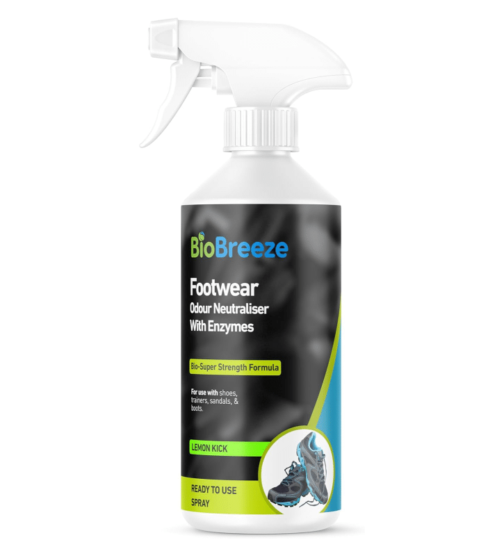 BioBreeze Footware Odour neutraliser Lemon Kick Spray With Enzymes For Smelly Feet Sweat Eliminator for Shoes Trainer, Sandals & Boots 500ML