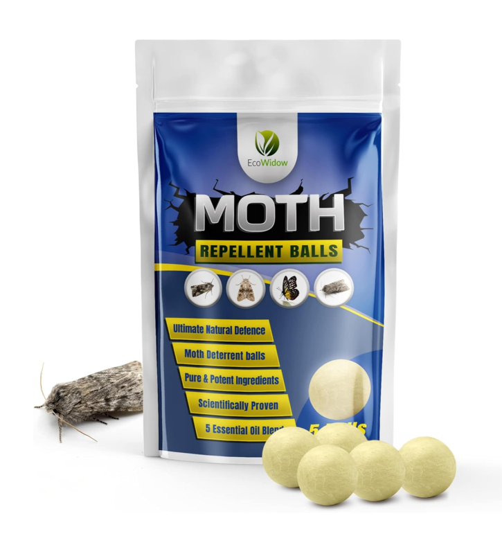 Natural Moth Repellent Balls 5 pack with lavender cedarwood peppermint and clove essential oils