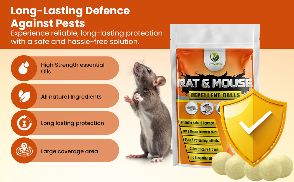 Defence against pests with EcoWidow rat and mouse repellent balls