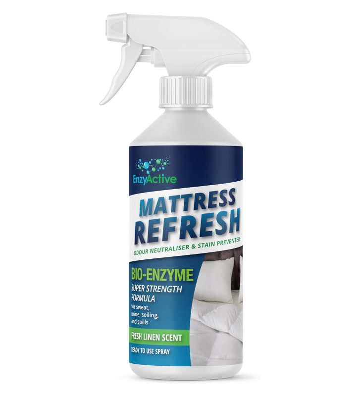 EnzyActive Mattress ReFresh spray bottle for mattress cleaning, odour removal, and stain prevention on bedding, upholstery, and fabrics