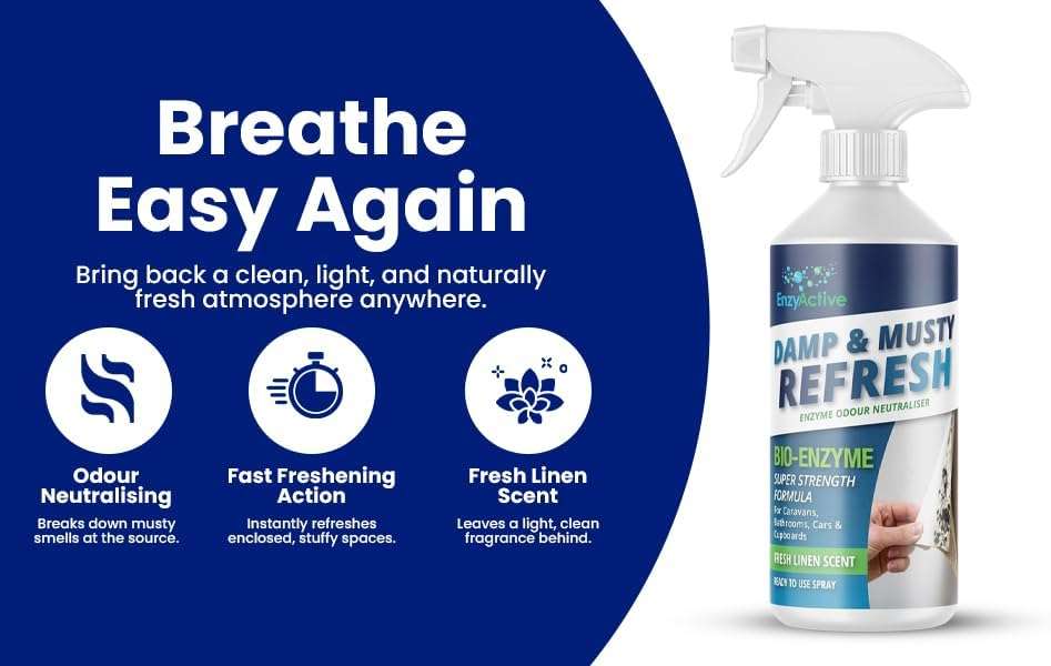 Fresh indoor space after using damp and musty odour neutraliser spray